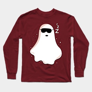 funny sleepy Ghost with glasses soul halloween Long Sleeve T-Shirt